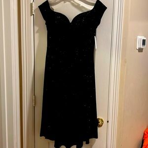 Black High Low dress, silver sparkles